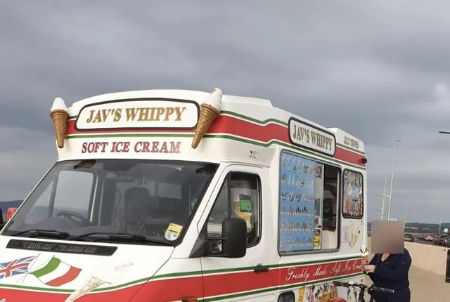 Police officers enjoying ice cream